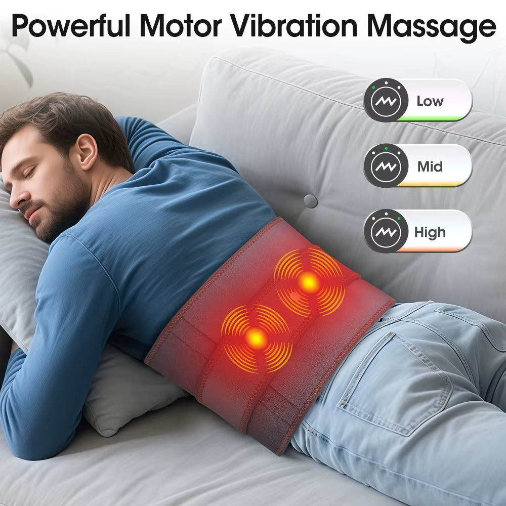 Cordless Waist Belt Massager Lumbar Decompression Protector Lower Back Brace Heated Vibration Massage Waist Muscle Relax